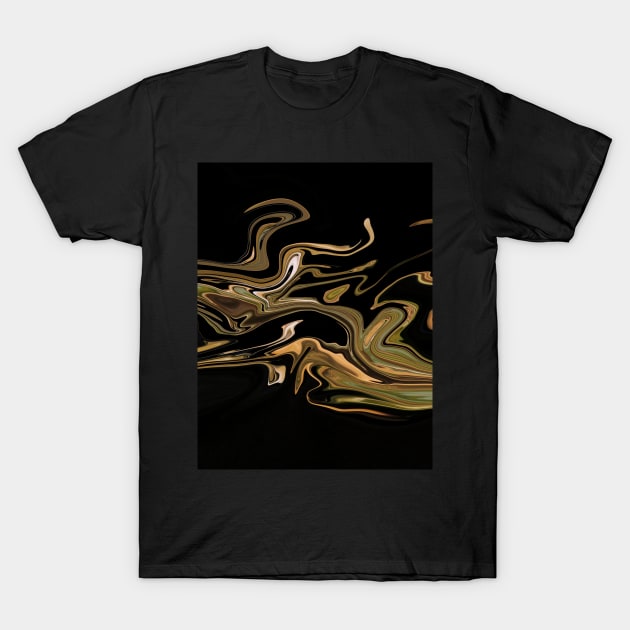 Sage Green & Gold  - Digital Liquid Paint Swirls T-Shirt by GenAumonier